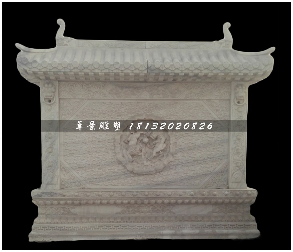大理石影壁雕塑，仿古石影墻 (2)
