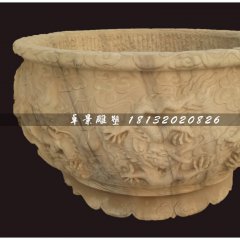 大理石水缸雕塑，仿古水盆雕塑