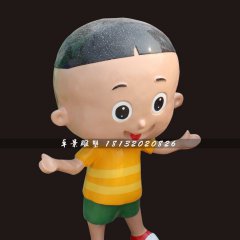 玻璃鋼大頭兒子雕塑，玻璃鋼卡通人物雕塑
