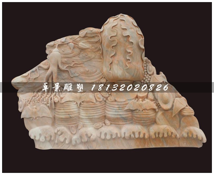 珍珠白菜石雕，招財(cái)白菜石雕
