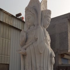 三面觀音石雕，立式觀音石雕