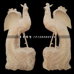 晚霞紅鳳凰石雕，古代神獸石雕