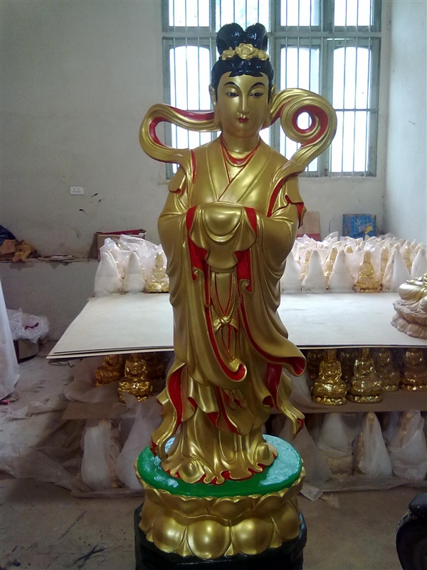 龍女雕塑，玻璃鋼仿銅神仙雕塑