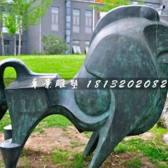 青銅牛，公園抽象動(dòng)物雕塑