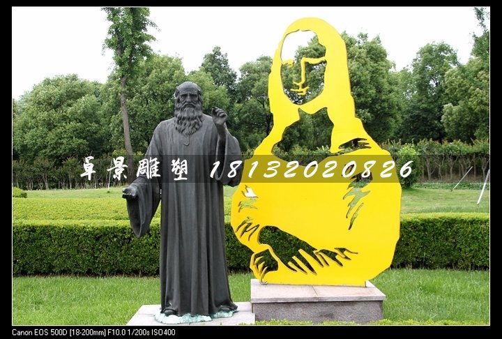 達(dá)芬奇銅雕，公園名人銅雕
