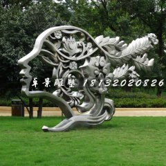 不銹鋼美女頭像雕塑，公園景觀雕塑