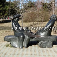 嘮家常銅雕，公園小品銅雕