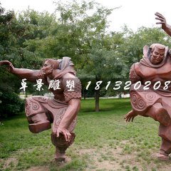 摔跤大漢銅雕，公園鍛銅人物雕塑