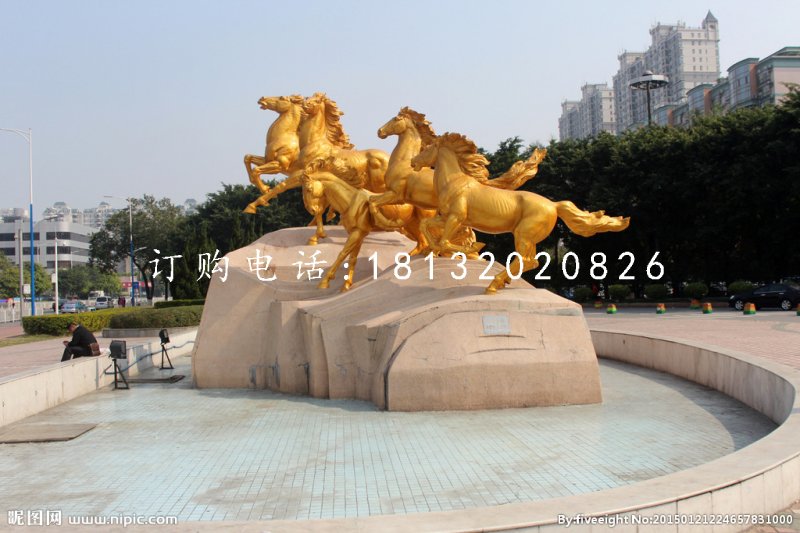 奔騰的馬銅雕，廣場(chǎng)銅馬雕塑 (1)