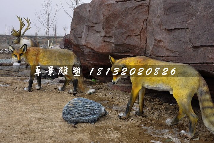 狐貍雕塑，玻璃鋼動(dòng)物雕塑
