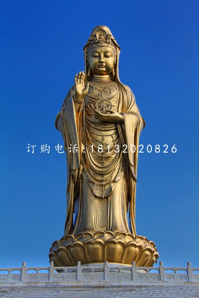觀世音銅雕，立式觀音銅雕
