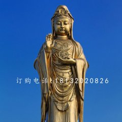 觀世音銅雕，立式觀音銅雕