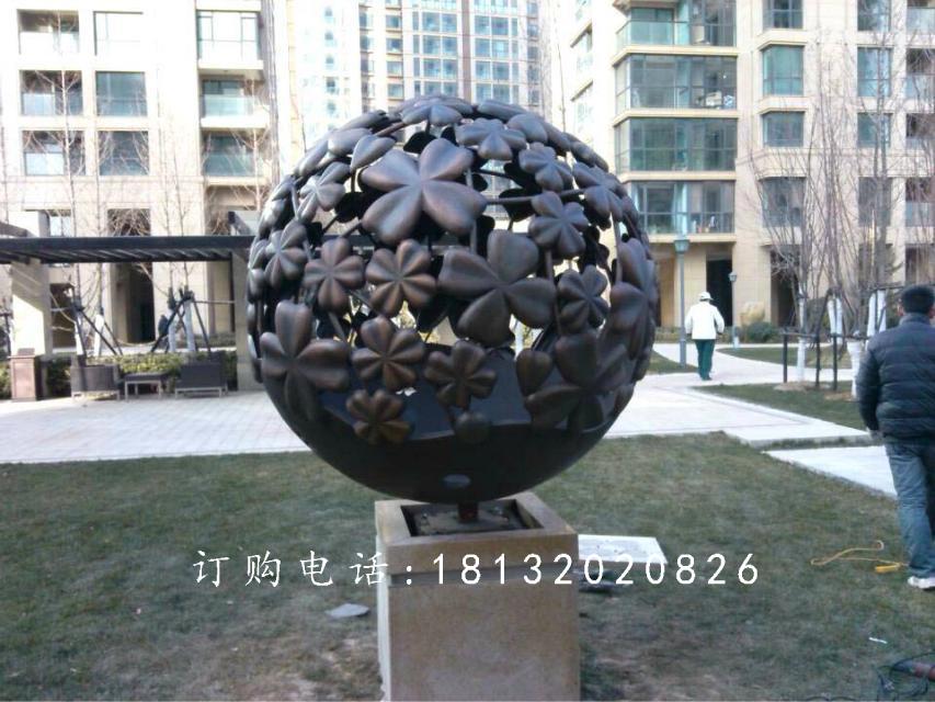 銅雕鏤空球雕塑，公園景觀雕塑