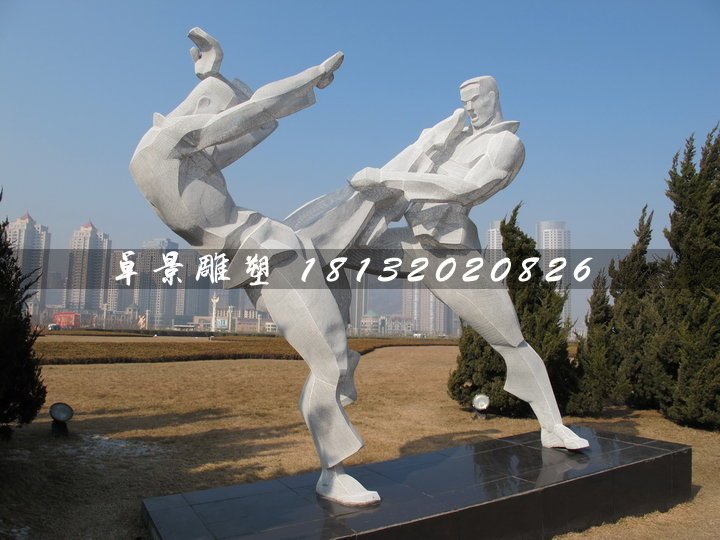 武術(shù)雕塑，不銹鋼抽象人物