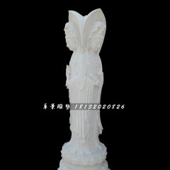 漢白玉三面觀音，立式佛像