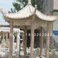 涼亭石雕，晚霞紅涼亭雕塑