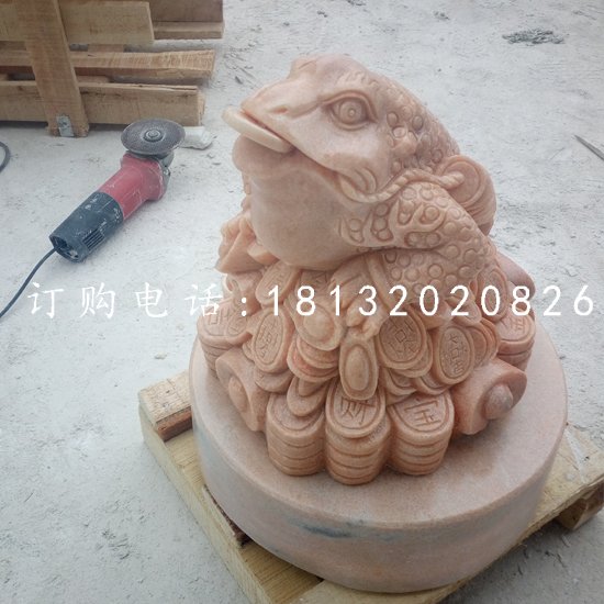 晚霞紅金蟾，招財(cái)金蟾石雕 (3)