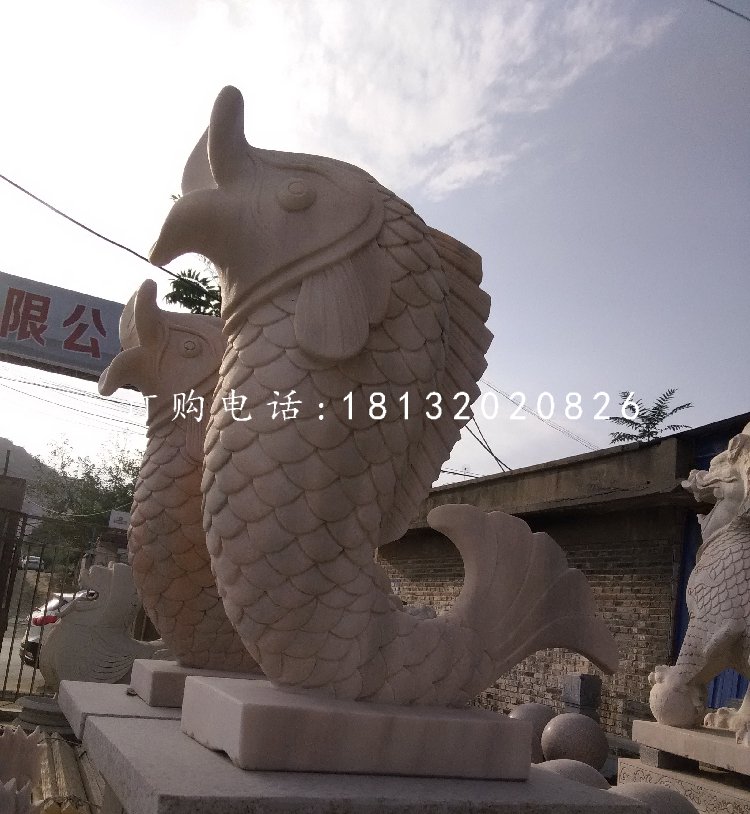 晚霞紅噴水魚,公園景觀石雕