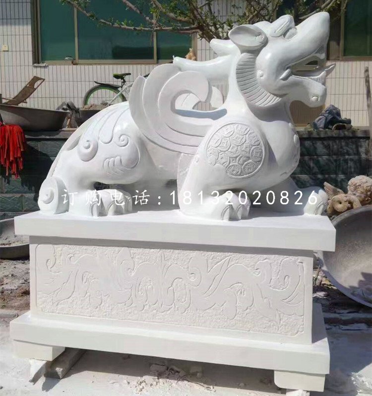 神獸石雕，漢白玉貔貅