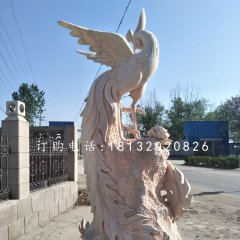 石雕鳳凰，晚霞紅神獸
