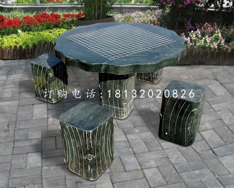 石桌椅，公園下棋桌子石雕