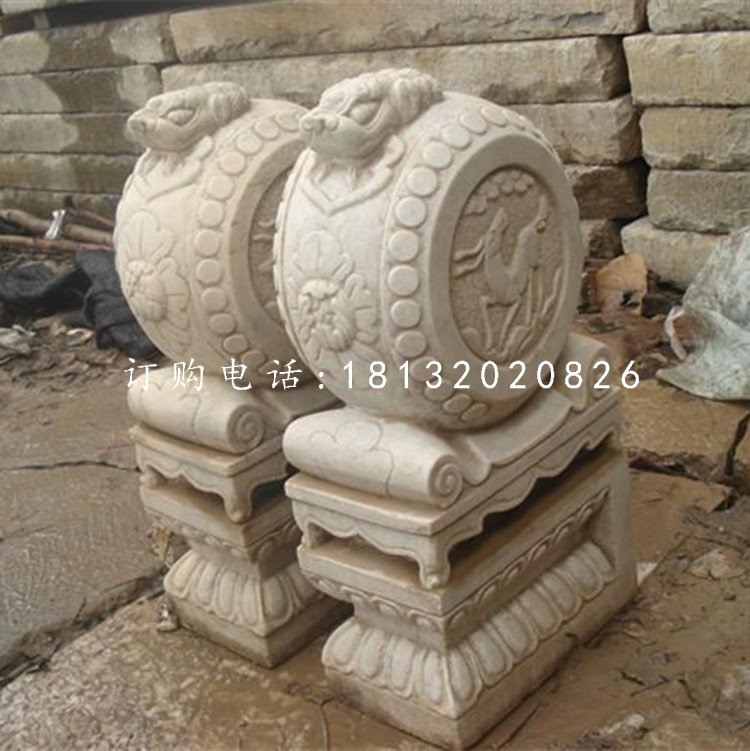 抱鼓石，大理石門(mén)墩雕塑