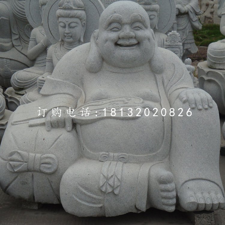 大理石布袋和尚，石雕彌勒佛