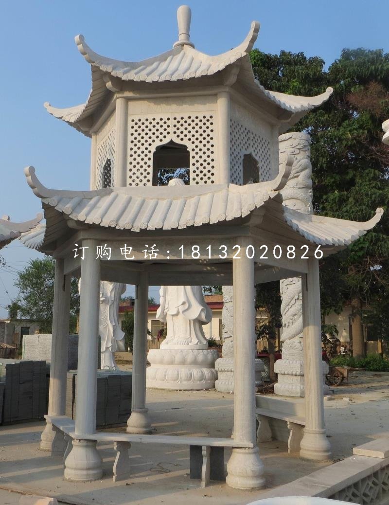 大理石涼亭，雙層涼亭石雕