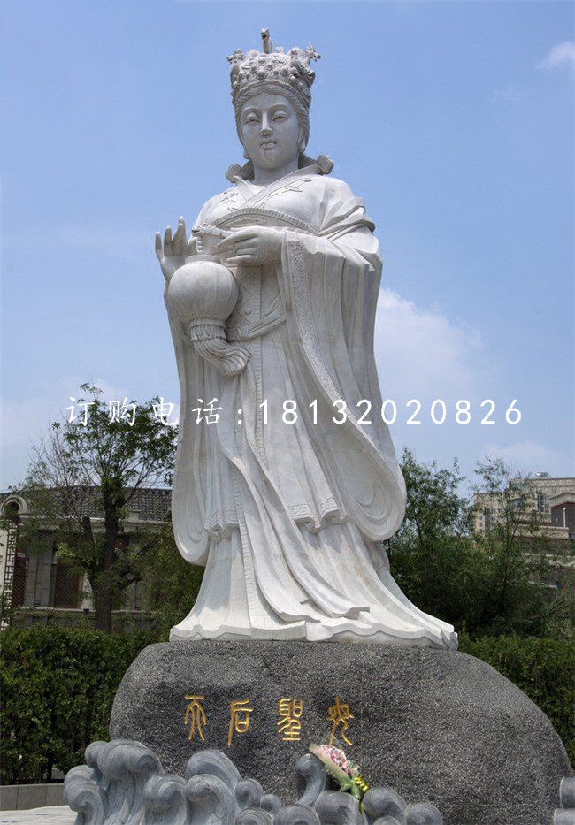 大理石媽祖雕塑，廣場神仙石雕