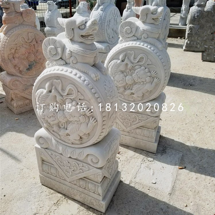 大理石門(mén)墩，門(mén)枕石雕塑