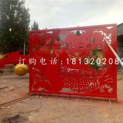 小孩鯉魚剪紙雕塑，不銹鋼景觀雕塑