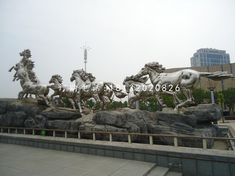 奔騰的馬雕塑，不銹鋼馬雕塑 (2)