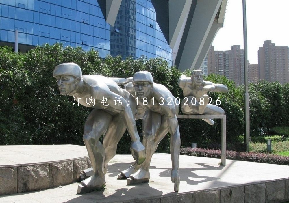不銹鋼滑冰雕塑，不銹鋼運(yùn)動(dòng)員雕塑