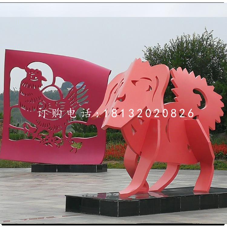 不銹鋼十二生肖，抽象動物雕塑 (4)