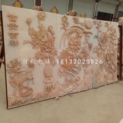 富貴吉祥石浮雕，晚霞紅石浮雕