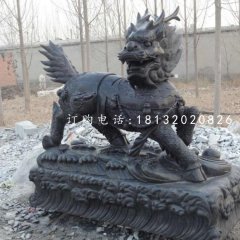 招財(cái)麒麟石雕，青石神獸
