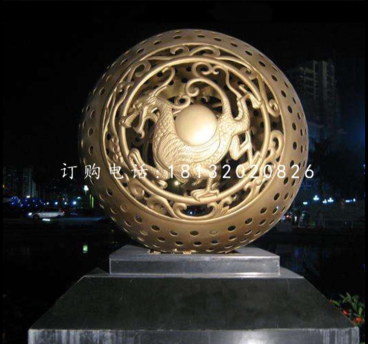 廣場(chǎng)鏤空球雕塑，景觀銅雕