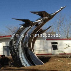 不銹鋼飛翔的天鵝雕塑，公園不銹鋼雕塑