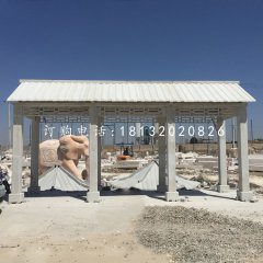 仿古長廊石雕，公園石走廊