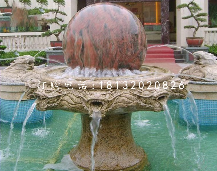 風(fēng)水球噴泉石雕，小區(qū)景觀石雕