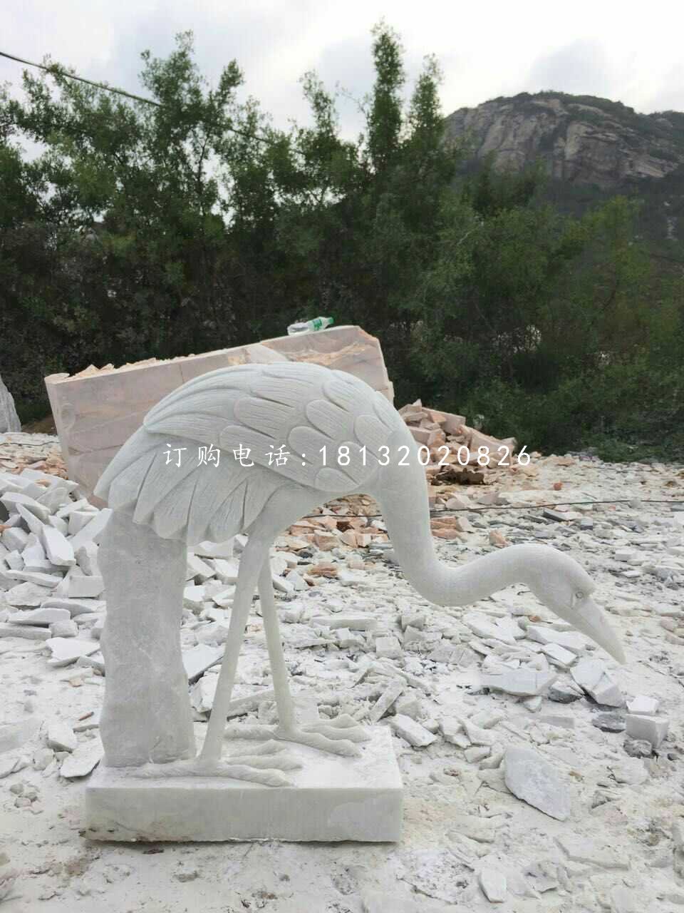 公園仙鶴石雕，漢白玉仙鶴