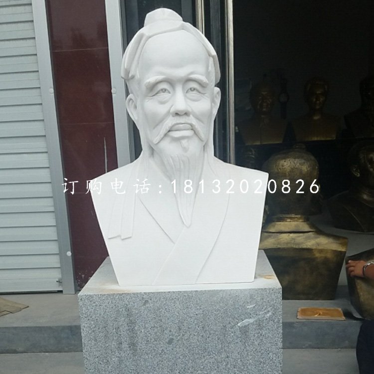 漢白玉華佗胸像，醫(yī)院人物石雕