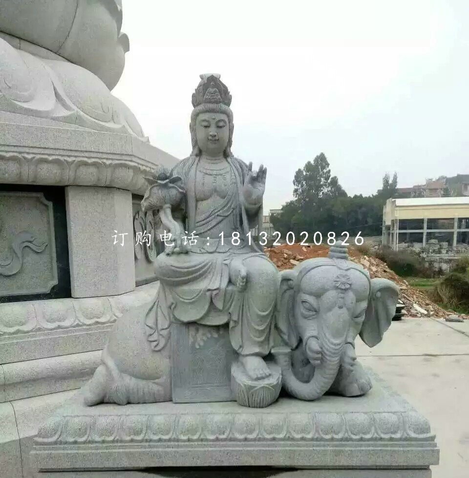 普賢菩薩石雕，青石佛像