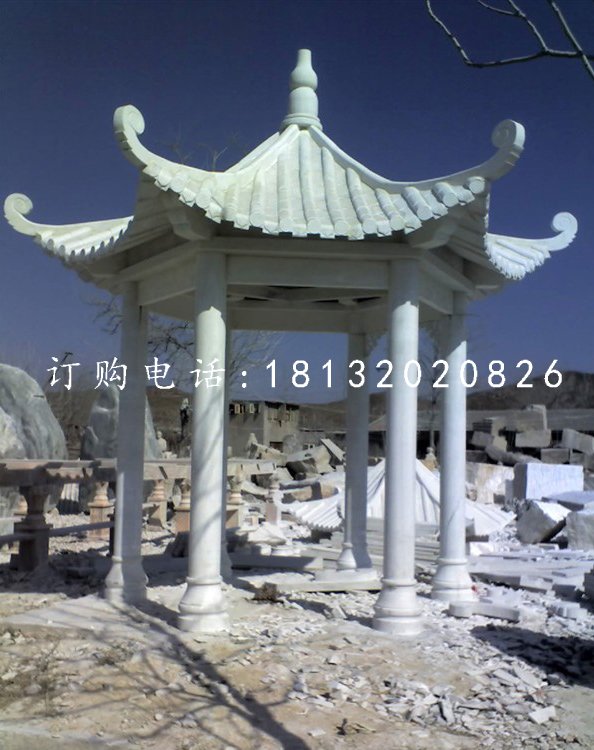 六角亭子，公園景觀石雕