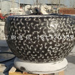 圓形水缸石雕，青石水缸