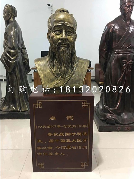 扁鵲胸像銅雕，醫(yī)學(xué)名人銅雕