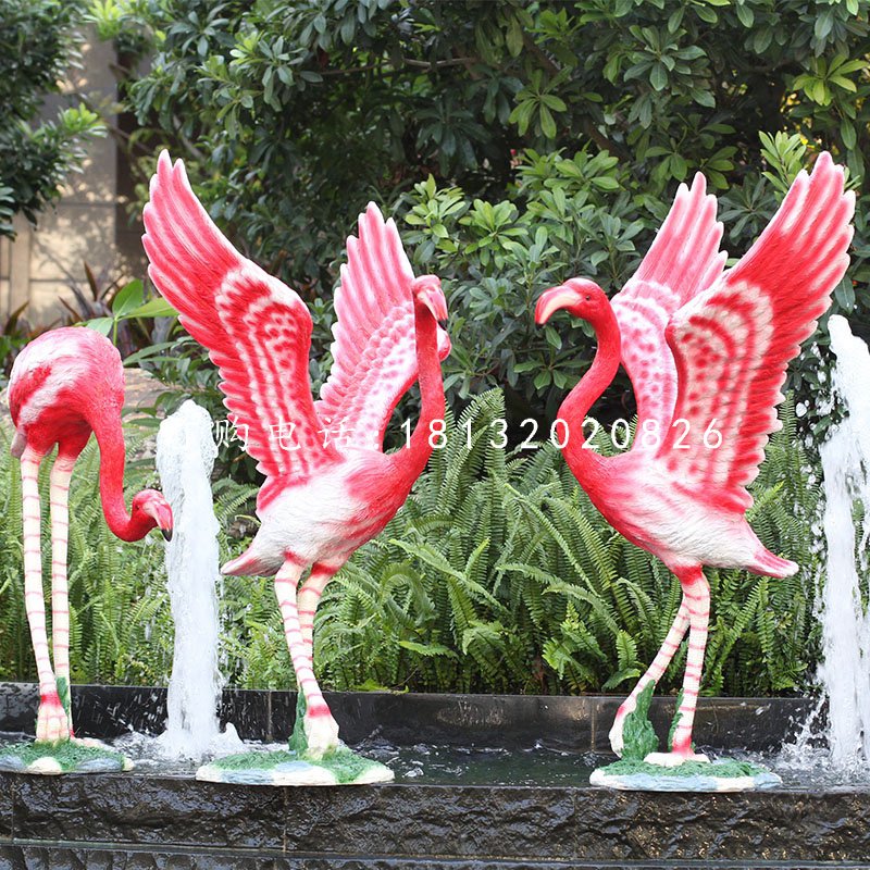 火烈鳥雕塑，玻璃鋼動物雕塑