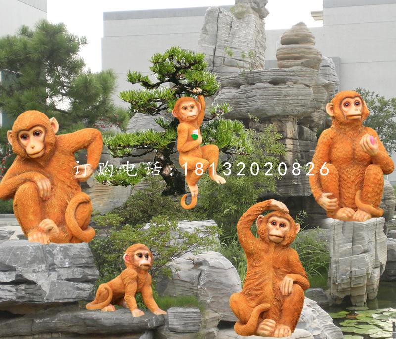 小猴子雕塑，玻璃鋼動物