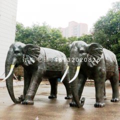 大象雕塑，玻璃鋼仿銅動物雕塑