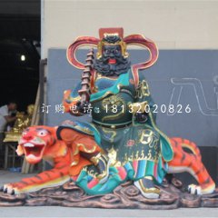 騎虎財(cái)神趙公明雕塑，玻璃鋼武財(cái)神